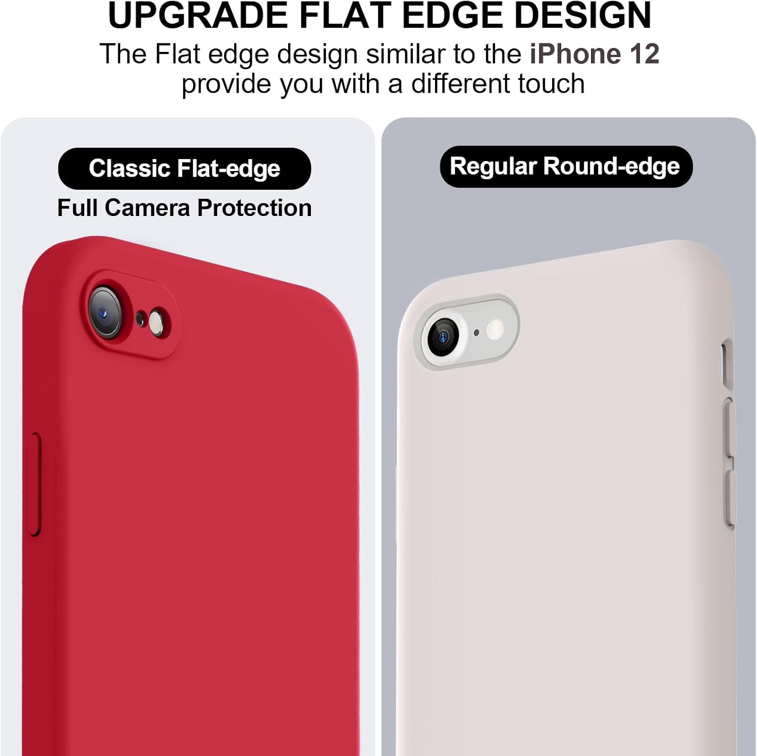 Vooii for iPhone SE Case 2022/3rd/2020,iPhone 8/7 Case, Upgraded Liquid Silicone with [Flat Edges] [Camera Protection] [Soft Anti-Scratch Microfiber Lining] Phone Case for iPhone SE - Red - Image 3