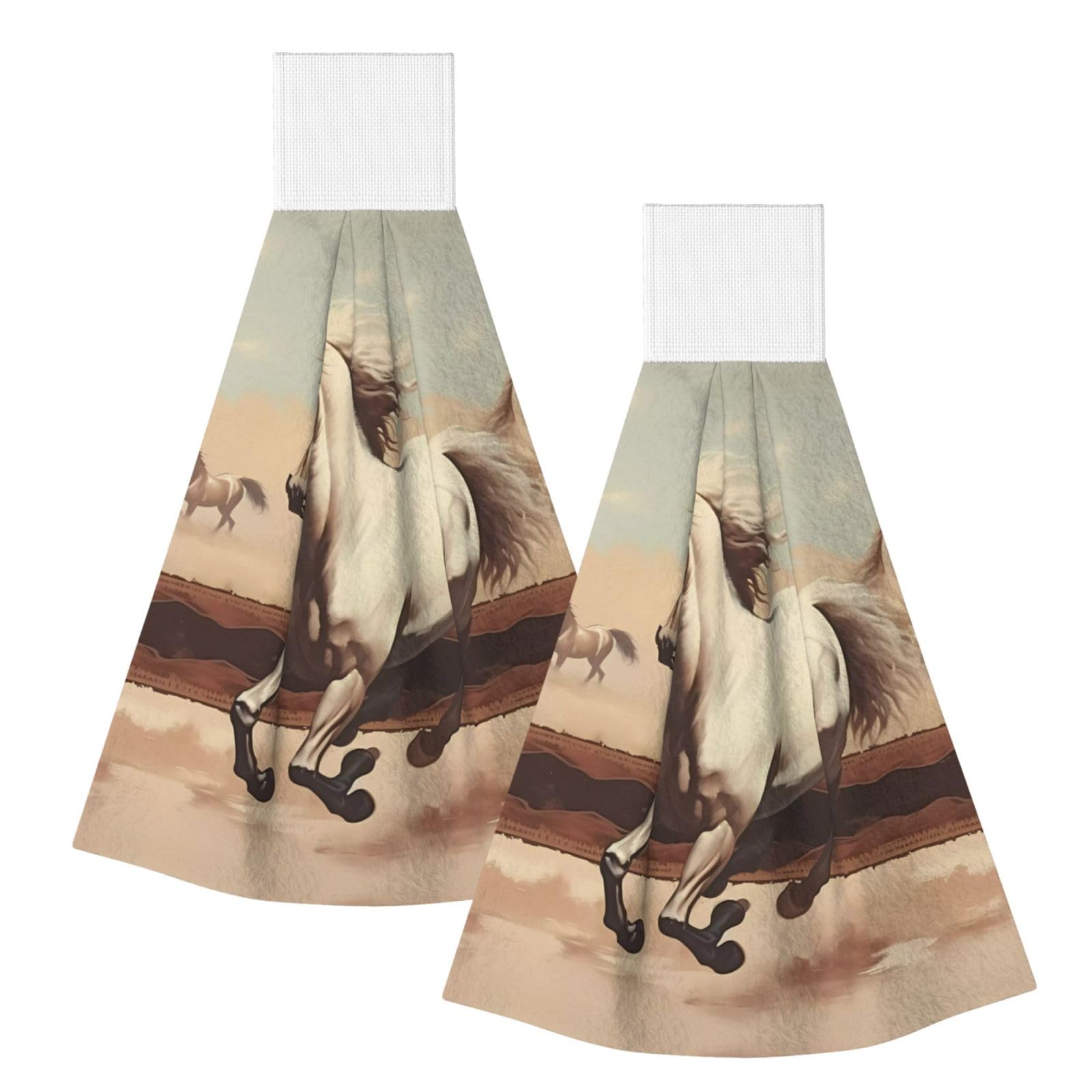 Prancing White Horse Highly Absorbent Dish Towels Soft Coral Fleece Wipe