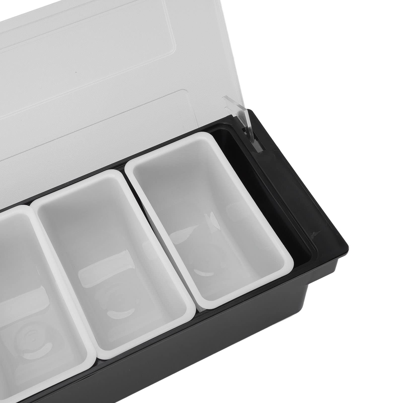 Gewürz-Caddy-Fach, Deckel für Milchteeladen, Obstkonservierungsbox, Bar-Gewürzbox, Gewürzbox mit Deckel, Obstbox aus Transparentem Kunststoff für Gewürztöpfe (6 Fächer)