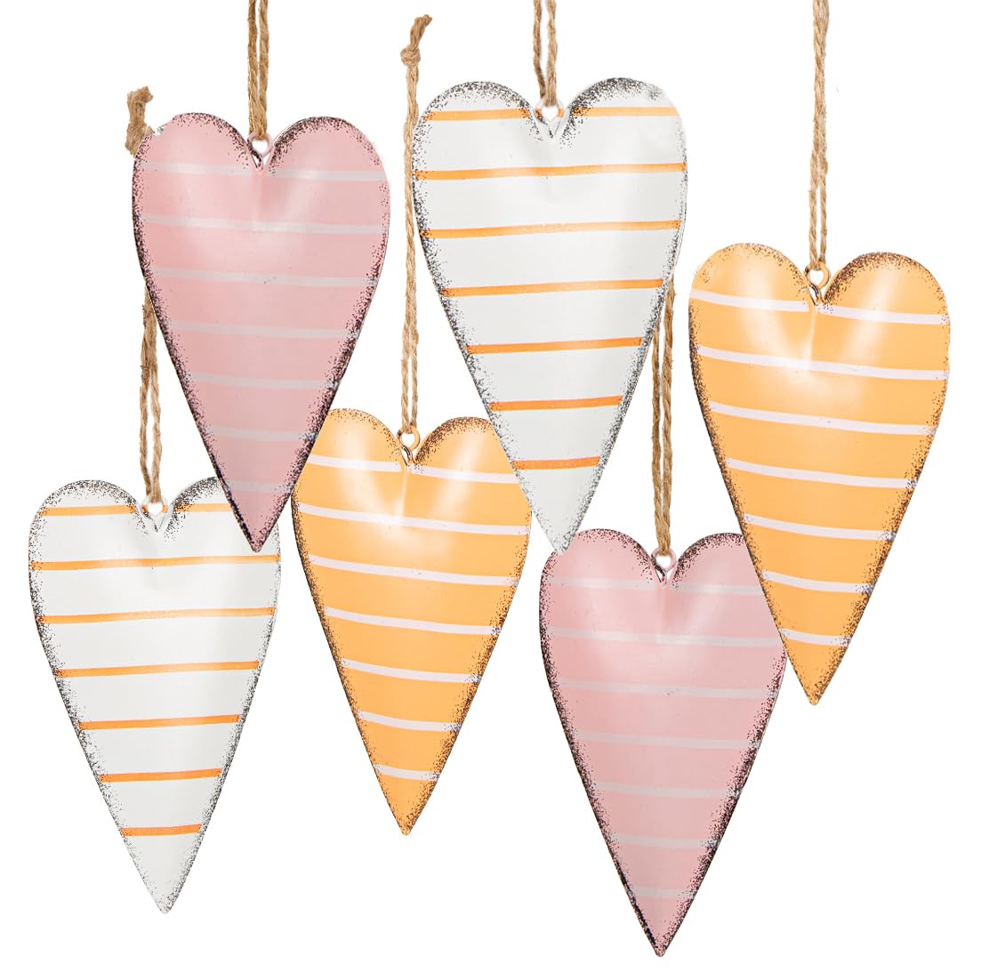 Herzanhänger Metall, 6 Stück: Metallanhänger Herzen, Anhänger Frühling, Ostern, Sommer & Hochzeit, Frühlingsanhänger Deko Herz, Frühlingsdeko zum Aufhängen, Osteranhänger Bunt, Dekoherzen, 11 x 6,5 cm
