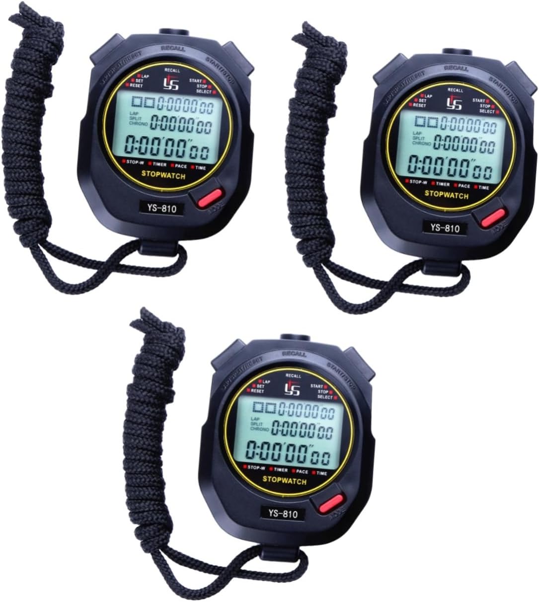 BioNyt 3pcs 10 Timer Stopwatch with Alarm Digital Sports