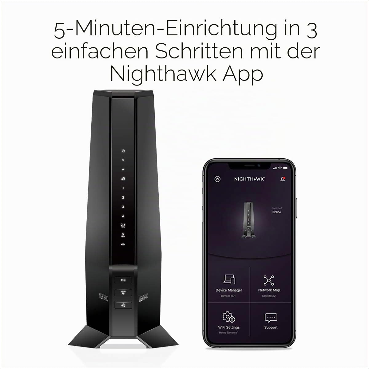 NETGEAR Nighthawk WiFi 6 Kabelmodem-Router CAX30 kompatibel mit Xfinity, Spectrum und Cox, AX2700 (bis zu 2,7 Gbit/s) DOCSIS 3.1