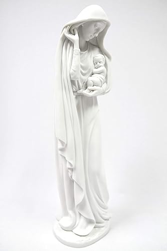 Miniatura 2 de Estatua blanca de la Virgen María con el bebé Jesús niño de 18 pulgadas, estatua blanca hecha en Italia