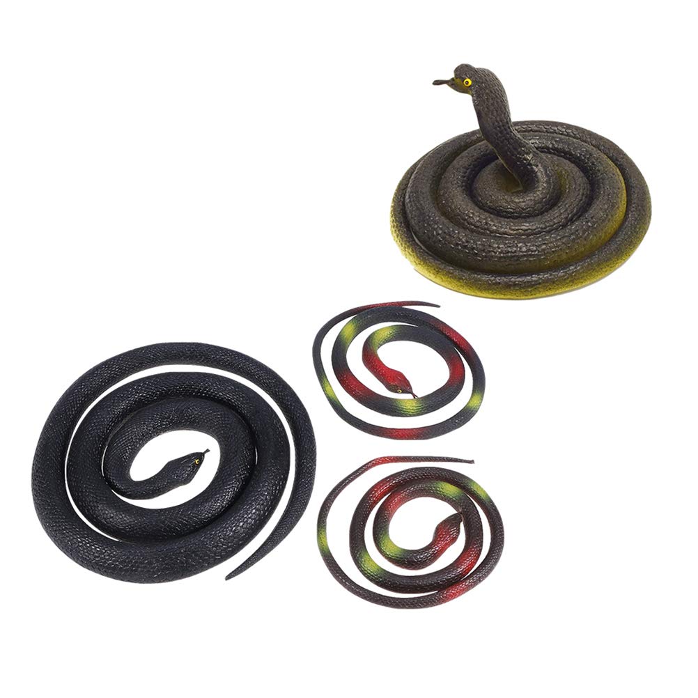 TOYANDONA 4 Stück Holzschlangen - Realistische Schlangen Für Halloween & Streiche