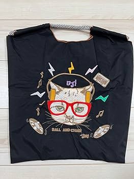Amazon.co.jp: Ball&Chボールアンドチェーン エコバッグ M 猫 黒