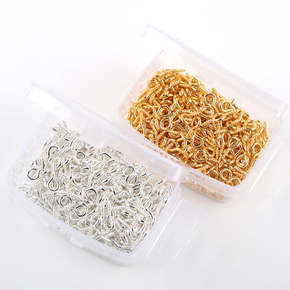 100 stks 22mm Kleine Schroef Oogspelden Haken Zelftappende Oogschroeven voor Hout, Kurk Top Flessen, DIY Sieraden, Koolstofstaal met Vernikkeld