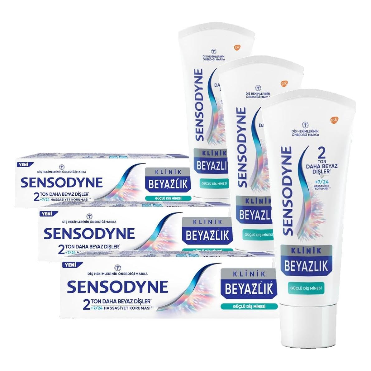Sensodyne Klinik Beyazlık Güçlü Diş Minesi Diş Macunu (3 paketi)
