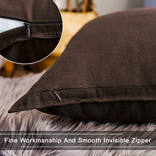 Jeanerlor Pack Of 2, Cotton Linen Soft Soild Decorative Square Throw Pillow Covers Set Cushion Case 24 X 24 Inch For Kid/Children/Baby, 60 X 60 Cm,Brown #TOP5