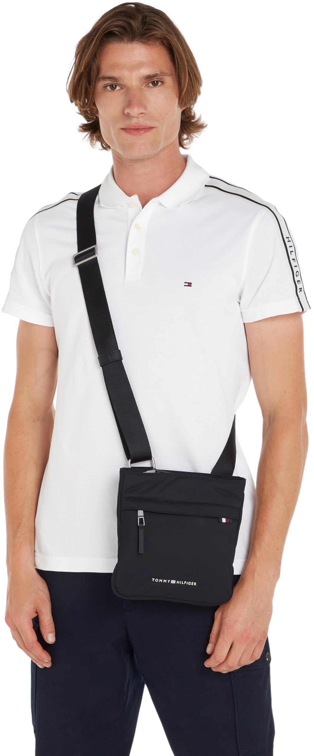 Tommy Hilfiger Bolso bandolera Hombre Signature Mini Crossover pequeño, Negro (Black), Talla única