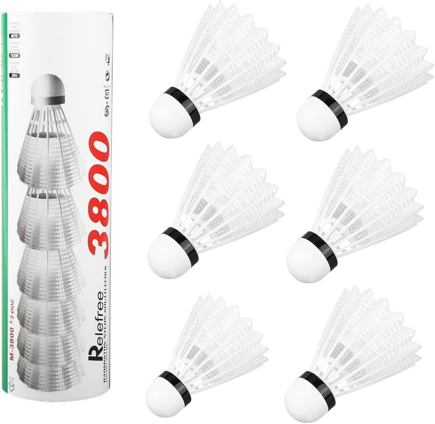 Dioche 12Pack Nylon Shuttlecocks, White Badminton Shuttlecocks, Badminton Balls