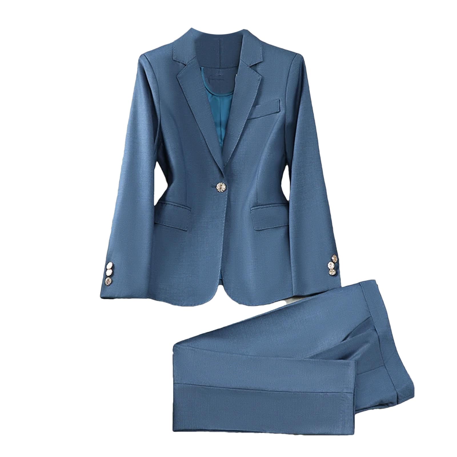Completo da donna con un bottone blazer pantaloni set 2 pezzi outfit Elegantes set abbinati autunno pantaloni a vita alta