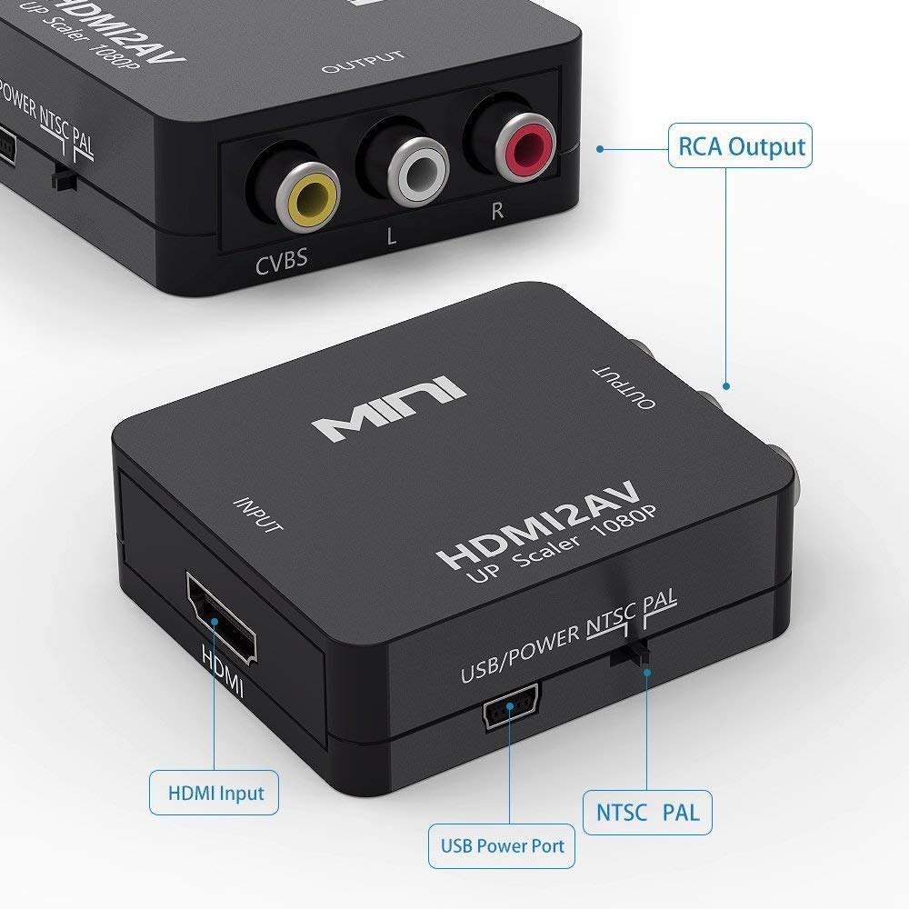 Convertidor HDMI A RCA, HDMI A AV 3RCA CVBS 1080P Convertidor De Audio