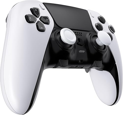 Vista 6 de eXtremeRate Robot White - Palancas de repuesto intercambiables para controlador de borde PS5, tapas de joystick analógico intercambiables