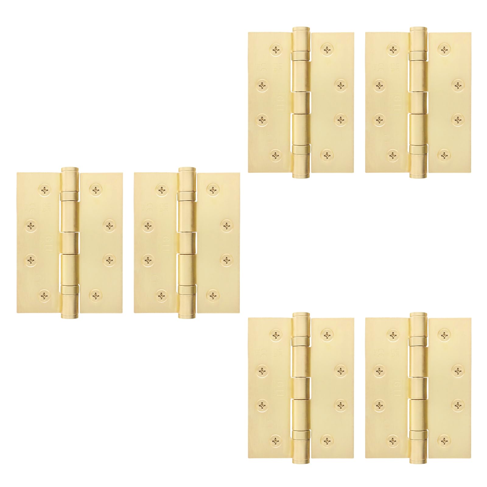 EAI Brass Door Hinges | 4 Inch / 102mm Satin Brass Internal Fire Door Hinges | 3 Pairs