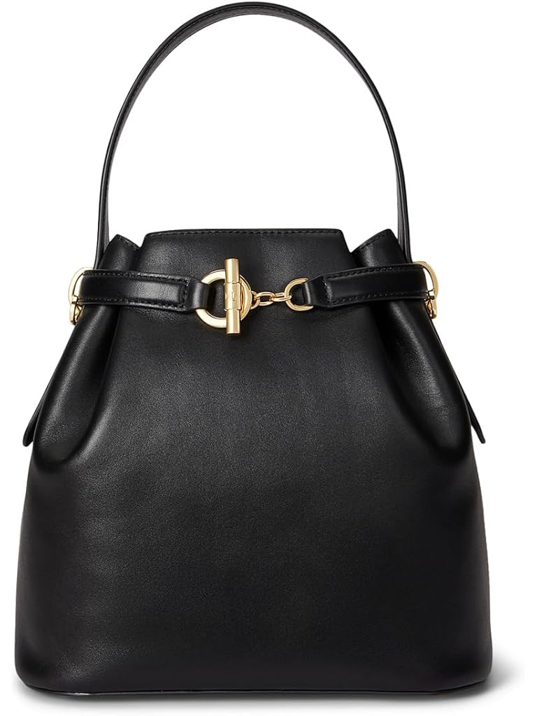 Black Lauren Ralph Lauren Leather Medium Blaike Bucket Bag
