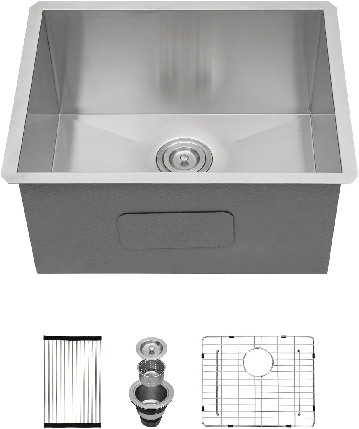 21x18 Inch Undermount Laundry Sink, 16 Gauge Stainless Steel 12 In Deep Single Bowl Utility Sink with Drying Rack, Durable, Modern Sink for Kitchen and Laundry Room