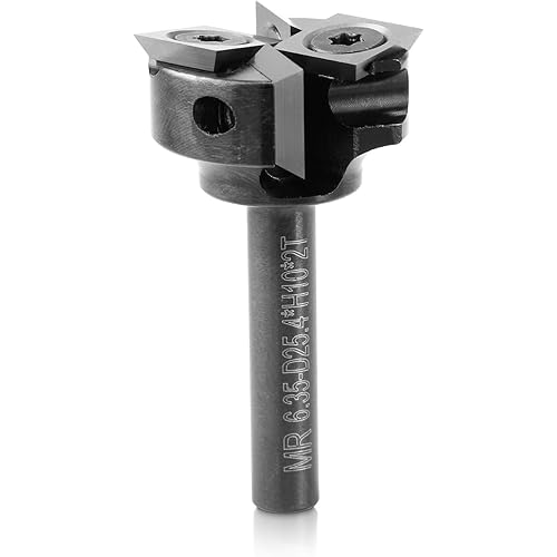 Genmitsu CNC Spoilboard Surfacing Router Bit 1/4" Shank, Slab Flattening Router Bit with 1" Cutting Diameter, 4 Flutes Insert Carbide Wood Planer Router Bits, Planing Bit for Woodworking Carving, SS04