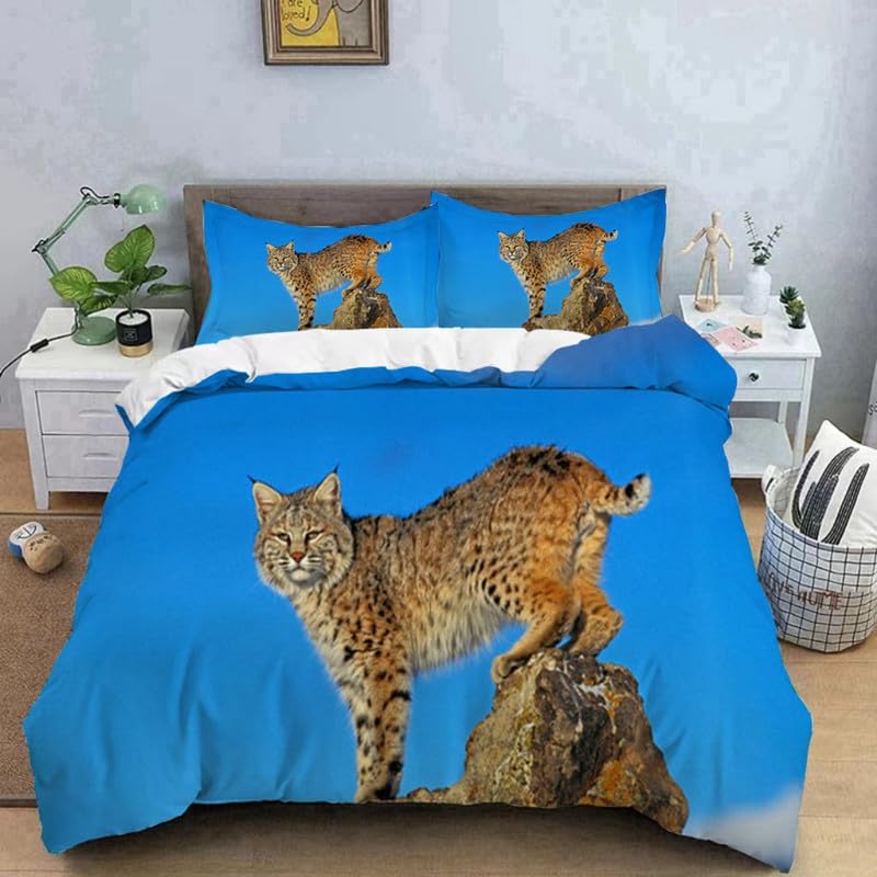 Funda nórdica cama 90 de lince azul con almohada para dormitorio infantil