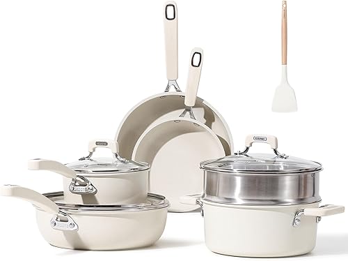 Carote Juego de 10 ollas y sartenes, juegos de utensilios de cocina antiadherentes, ollas y sartenes de inducción, juegos de utensilios de cocina