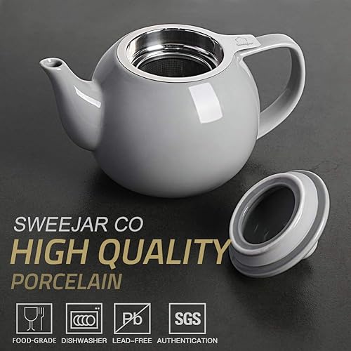 Miniatura 89 de Sweejar Tetera de 40 onzas con infusor de acero inoxidable extraíble, potes de té aptas para lavavajillas para té suelto, teteras con infusor