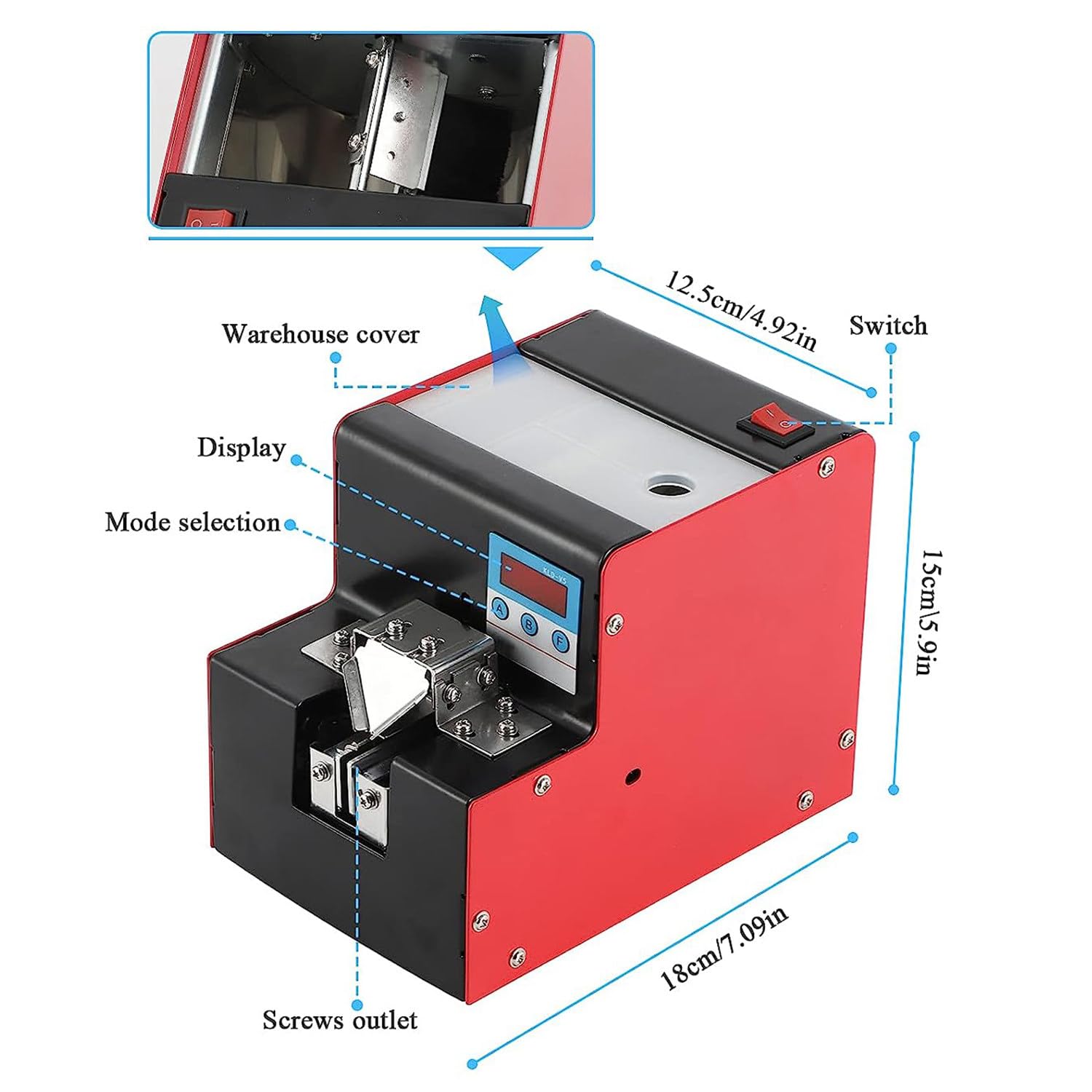 Distributore automatico di viti di precisione con funzione di conteggio e contatore di viti, capacità di 200 viti - Viti da 1-5 mm