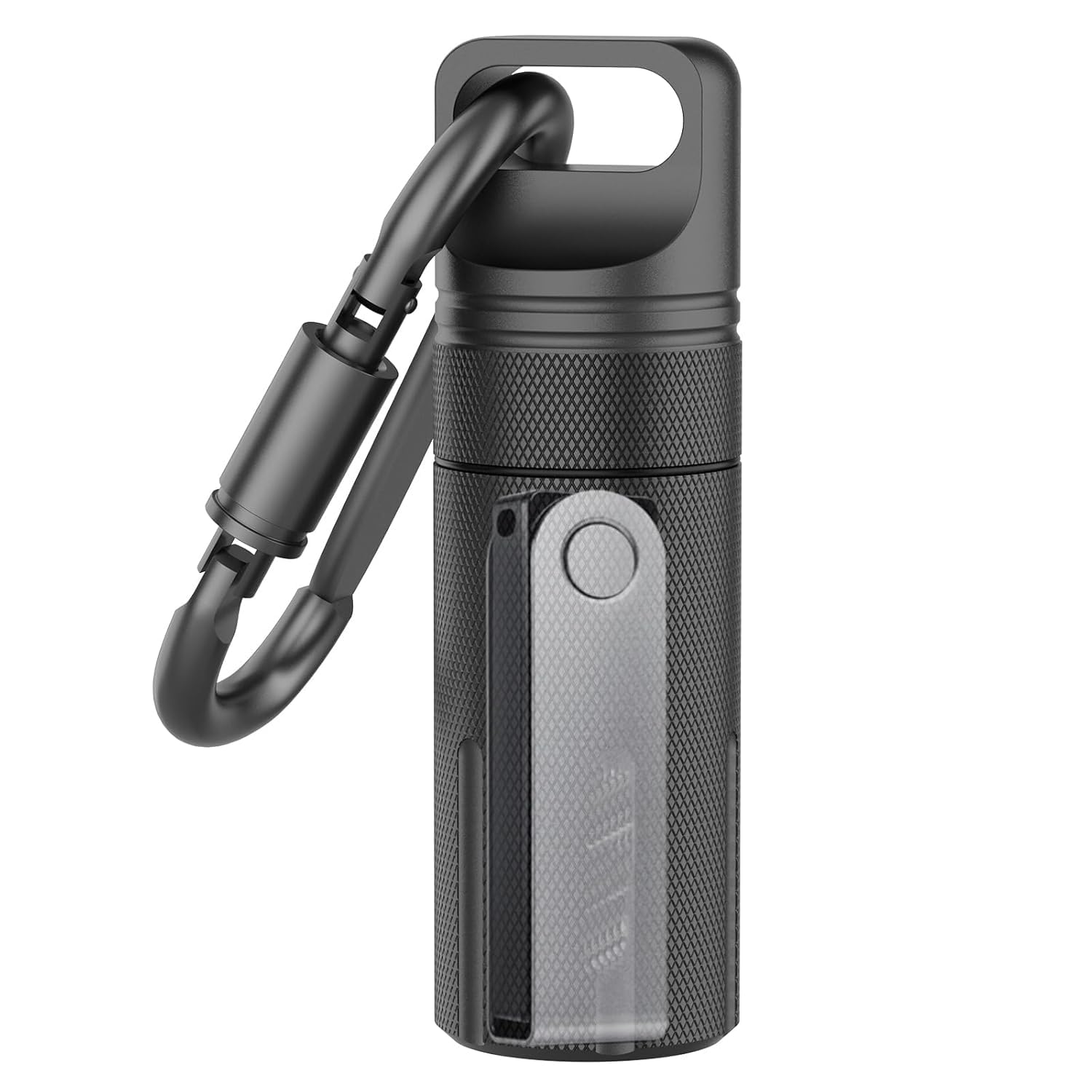 zorbes Portable Pill Box with Carabiner Waterproof Tight-Seal Travel Aluminum Alloy 3.94 inches Medication Storage Tube Pill Box Carry-on Emergency Medication Case-picture-0