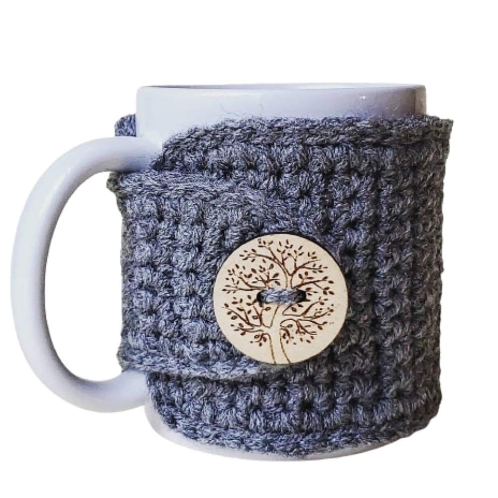 Fall Autumn Mug Cozy Sleeve, Grey Tree of Life Coffee Tea Cup Cover