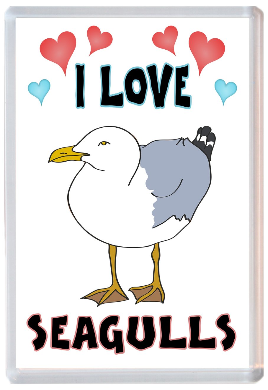Baked Bean Store Multicolor I Love Seagulls/Seagull - Jumbo Fridge Magnet