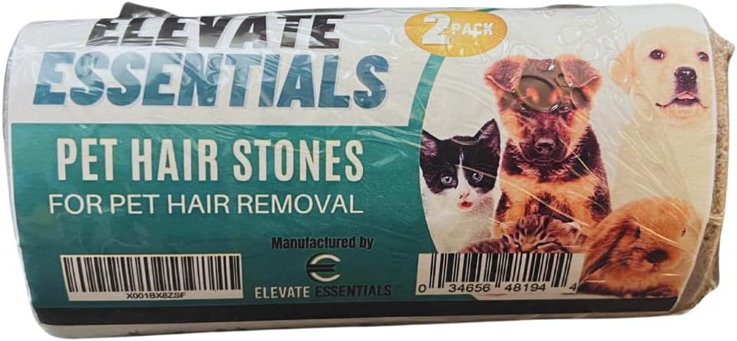 Elevate Essentials Pet Hair Stone for Car, Best Pet Hair Remover, Pet Hair Lifter, Pet Fur Remover, Pet Hair Cleaner, Lint Remover, Pet Stone Multi-Cleaner (2 Pack)