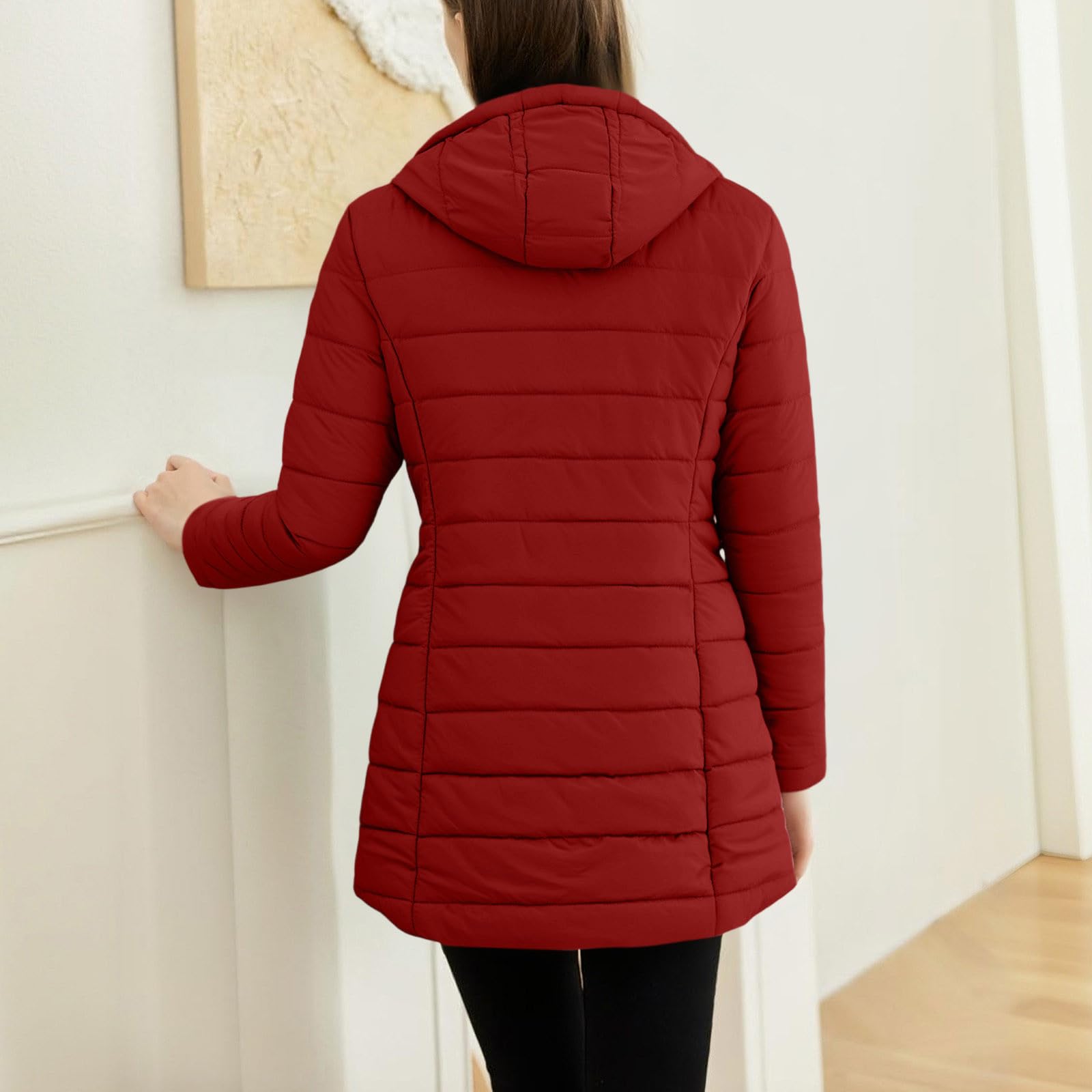 HAOLEI Abrigo Mujer Largo Invierno Plumas Chaqueta Acolchada a Prueba de Viento Talla Grande Cálido Chaqueta Algodón de Invierno con Capucha Gruesa Caliente Elegantes Parka Abrigo Exterior de Felpa