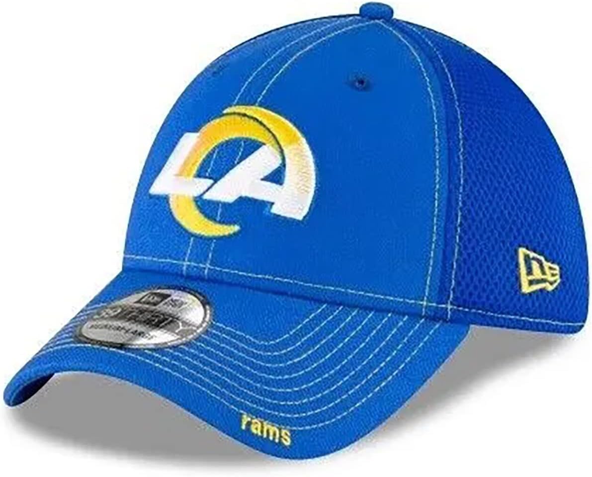 New Era Unisex-Adult NFL 39THIRTY Team Color Neo Primary Logo Stretch Fit Flex Football Cap Hat, Los Angeles Rams, Large-X-Large