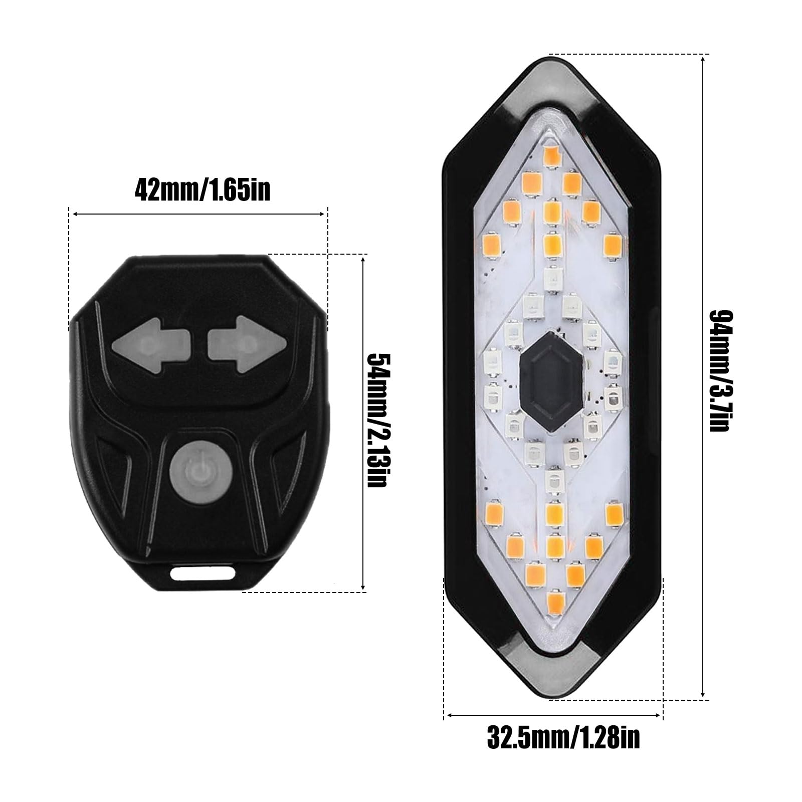 2 PCS Electric Scooter Tail Light Wireless Remote E Scooter Turn Signal Bike Tail Light USB Rechargeable Waterproof Flickers & Constant Light for Bicycles, Electric Scooters, Electric Vehicles