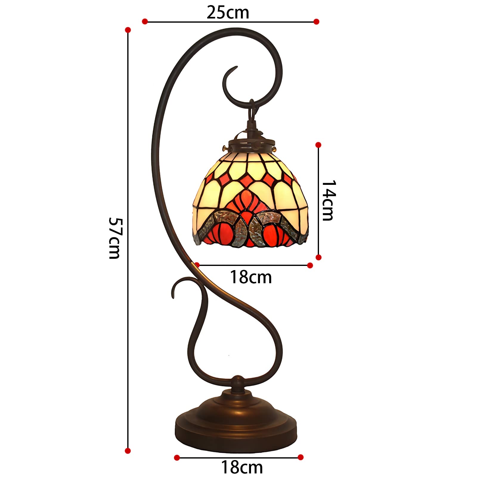 Lampa stołowa Barokowy witraż Lampka nocna Antyczna metalowa podstawa Decor Lampa na biurko do sypialni Salon Home Office, E26 (brak w zestawie)