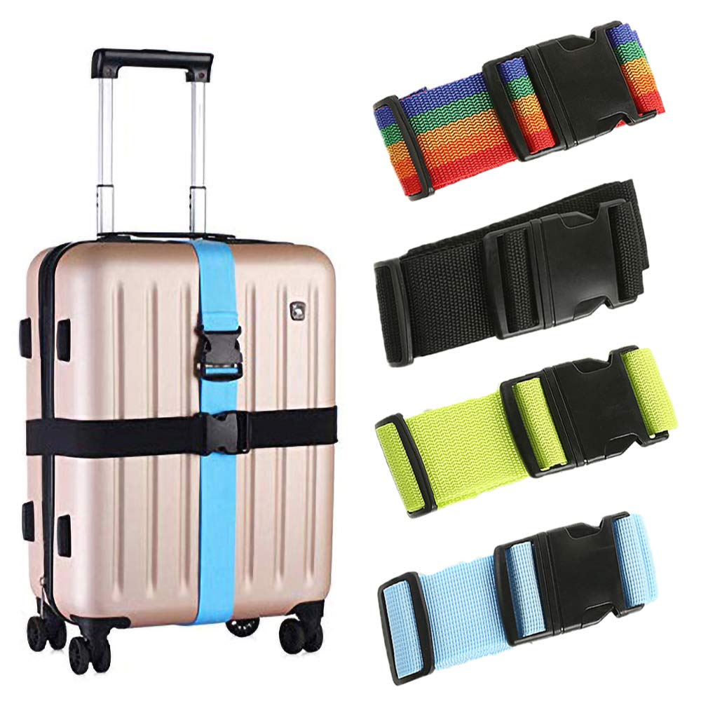 4 Pack Luggage Straps, Adjustable Suitcase Belts, Heavy Duty Non-Slip Travel Luggage Straps, TSA Approved With Quick-release Buckle Travel Accessories Bag Straps (Multicolored)