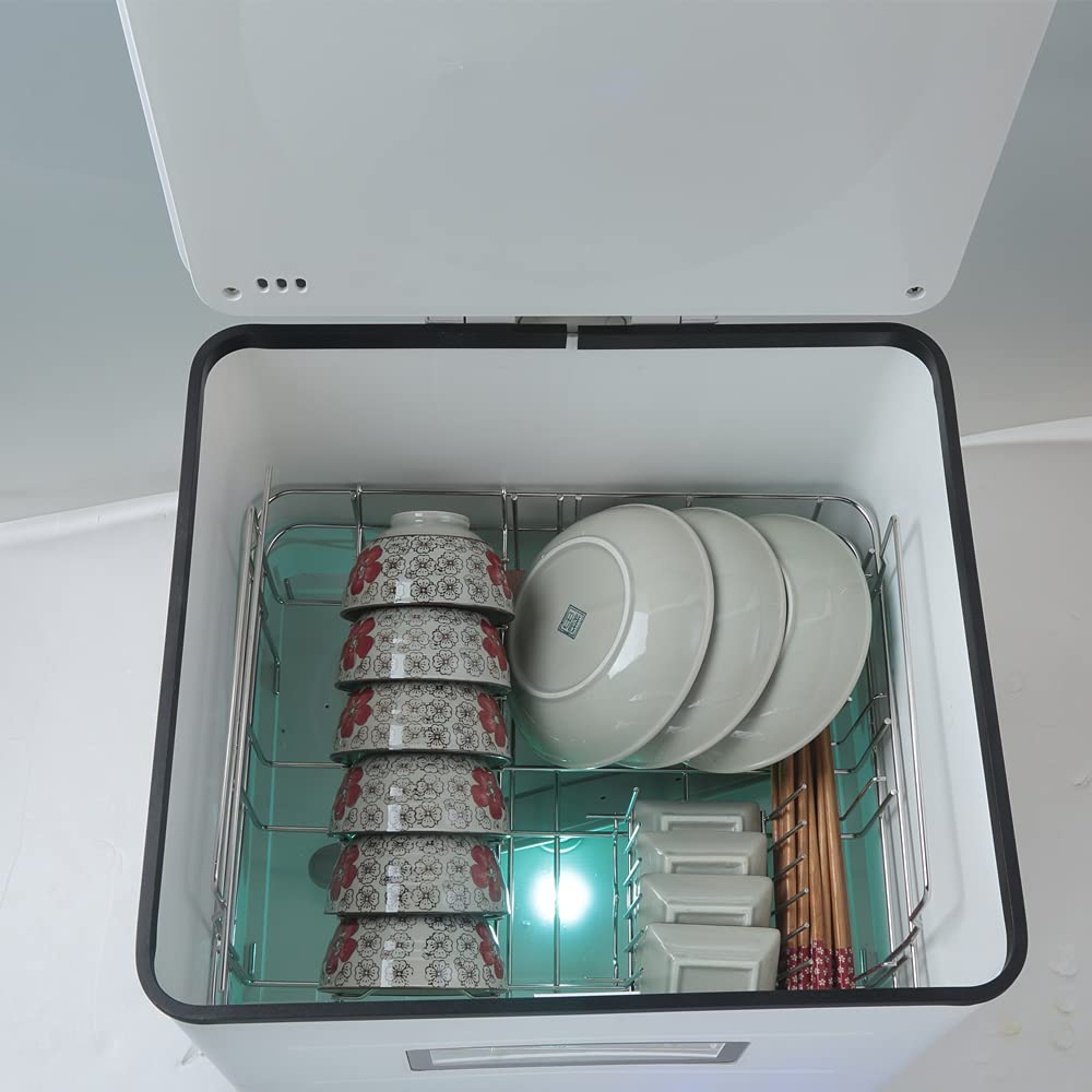 Lavastoviglie da tavolo, 1500 W, mini lavastoviglie, portatile, completamente automatica, in acciaio inox, con funzione di calore a 70 gradi, bianco