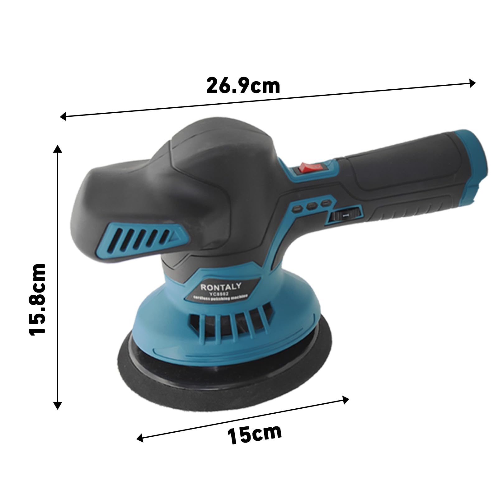 Batería pulidora excéntrica, juego de 2 baterías de 3,0 Ah y cargador, 6 marchas, 2500-6000 rpm, 16 accesorios, indicador de batería LED, para abrillantador de pintura, encerado, eliminación de