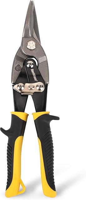 Hurricane 10 Inch Aviation Tin Snips, Straight Cut, Heavy Duty Metal Cutter for Cutting Sheet Metal, Chrome Vanadium Steel