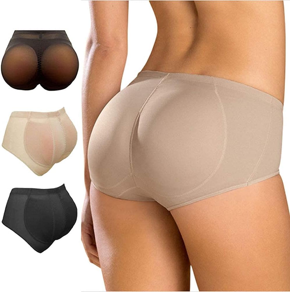 Silicone Buttocks Pads Enhancer Body Shaper Panty Tummy Control Girdle(2XL,Beige)