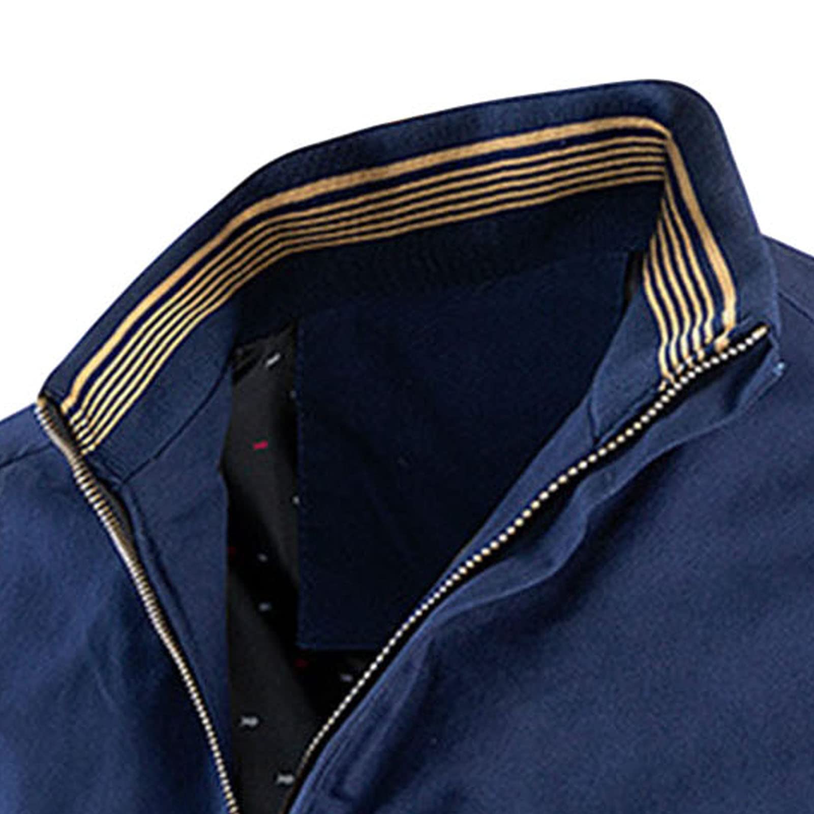 Maiyifu-GJ Bomber Jackets for Mens Fall Winter Slim Fit Lightweight Softshell Coat Cotton Windproof Varsity Baseball Coats (Dark Blue,Medium)