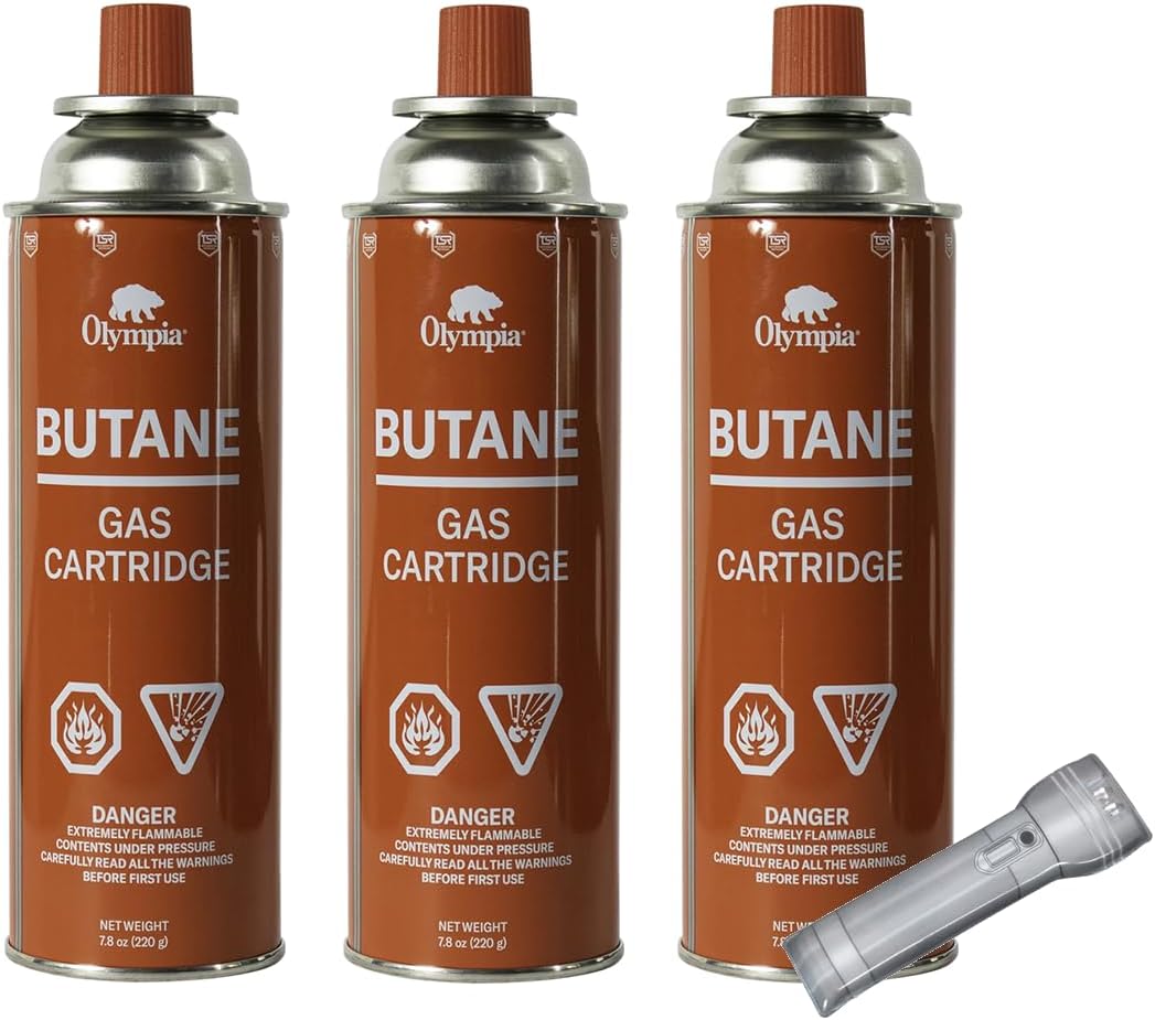 Pack of 3 Butane Fuel Cylinders Olympia 7.8oz Butane