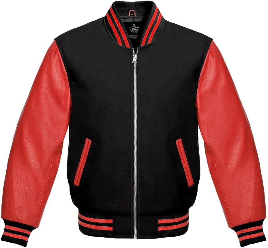 Varsity Baseball Letterman Bomber School Collage Premium Wool