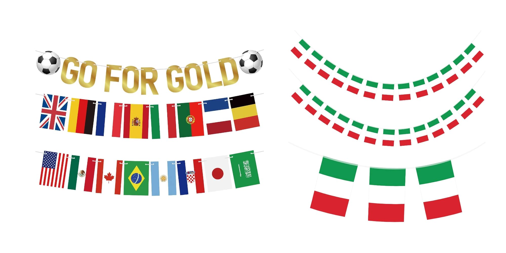 Guirlande Italienne aux Couleurs Vibrantes et Bannière Coupe du Football G2PLUS