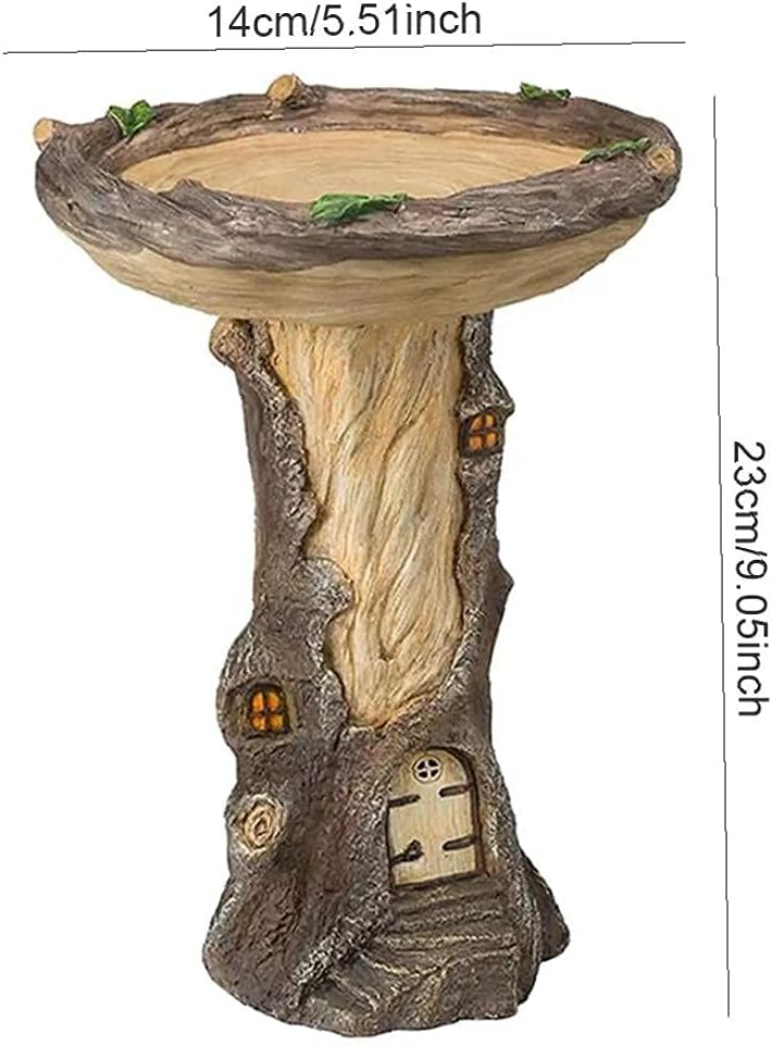 Resin Bird Bath Ornaments,Fairy Garden Birdbath Garden Ornaments with Miniature Fairy House.