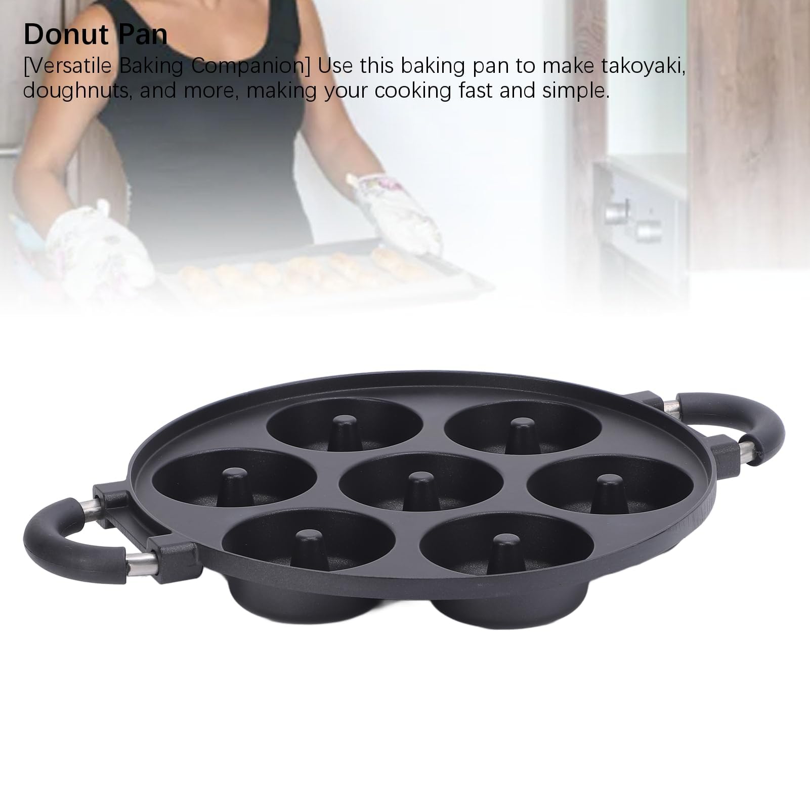 Donut Pan Machine, 7 Cavité Moule de beignet rond antiadhésif pour cuisson Donuts Muffins Desserts maison 28x5,5 cm