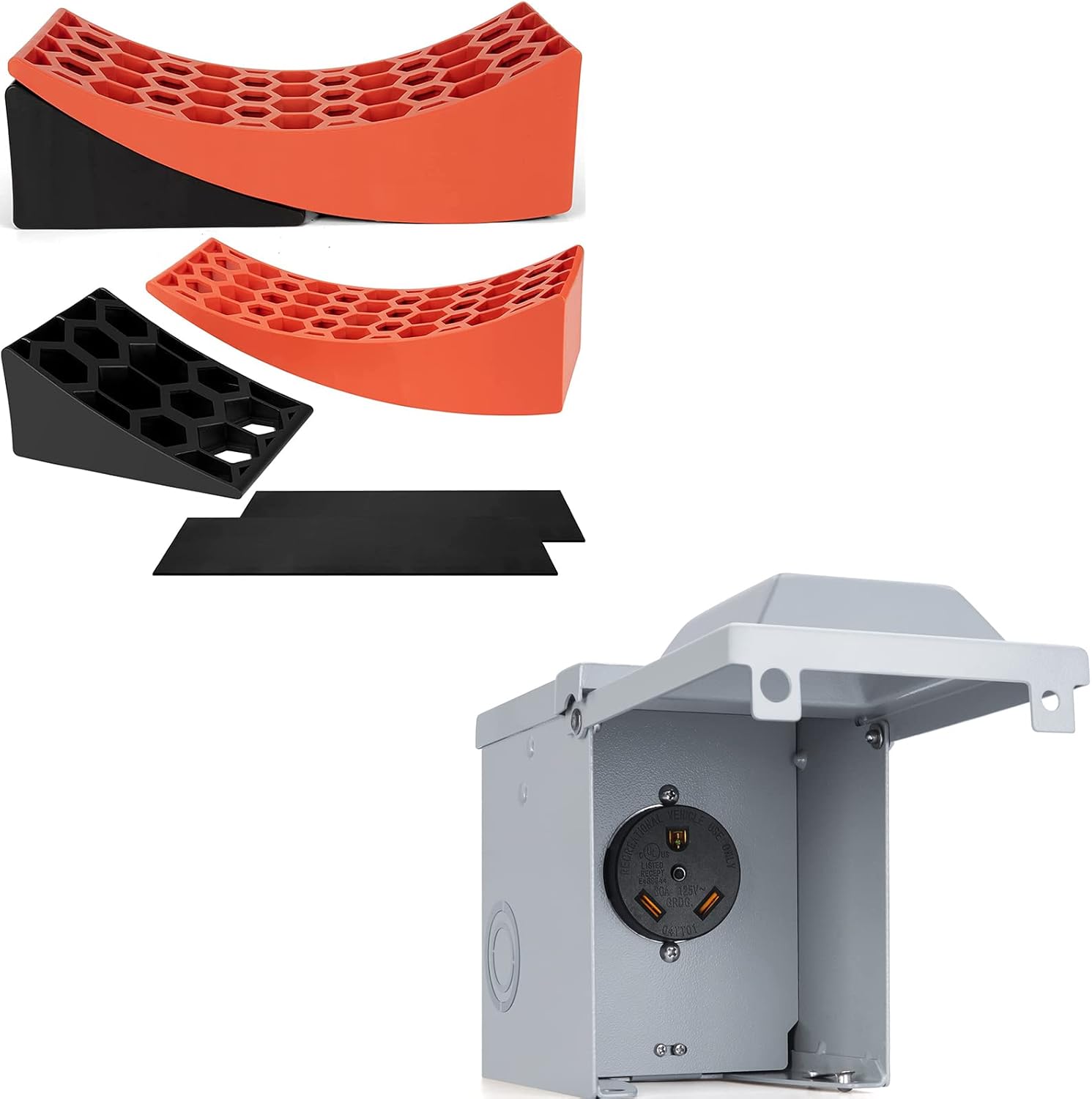 PAULINN 2 Packs Camper Levelers, Bundle with 30 Amp RV