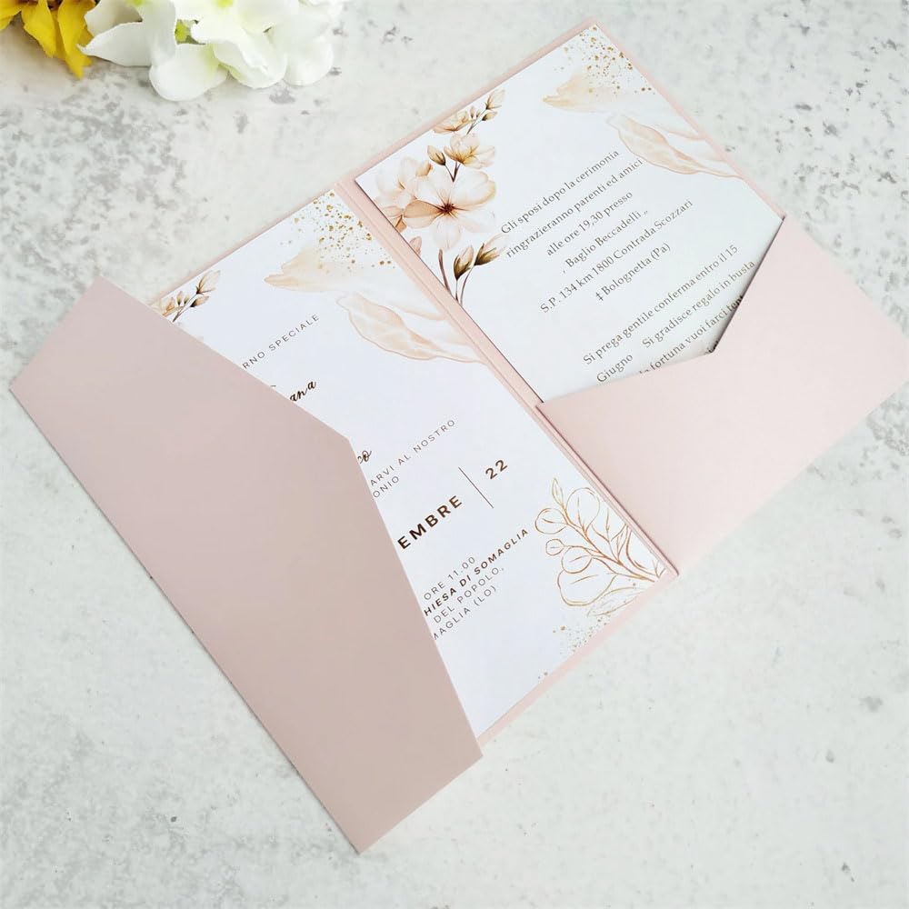 Pinkish Purple Wedding Invitation Pocket Folder Solid Pearl Invite Pockets 20 sets (pinkish purple)