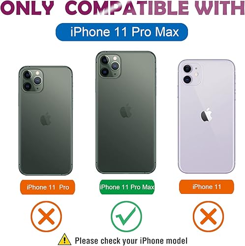 Miniatura 2 de MGQILING Funda magnética con purpurina compatible con iPhone 11 Pro Max de 6.5 pulgadas, funda transparente de lujo, con diseño de corazón chapado