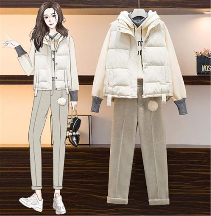 Amazon Yuanyuan 小さい 背の高い スーツ 女性 秋と冬の ベスト コットンコート コート スリム セーター ウールパンツ レディーススーツ パンツスーツ スリーピーススーツ ワンピーススーツ 通販