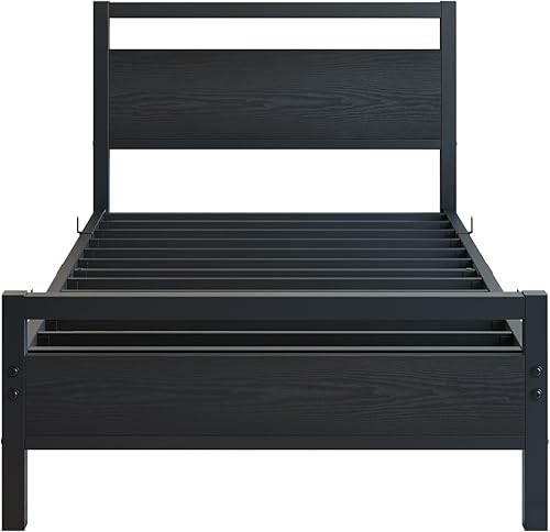 Miniatura 9 de BOFENG Marco de Cama Individual con Cabecera de Madera, Marco de Cama de Plataforma Individual de Metal Tamaño Individual Sin Somier Necesario,