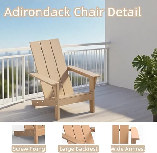 Miniatura 4 de 3 sillas Adirondack resistentes a todo tipo de clima, silla Adirondack de plástico HDPE con mesa de textura de madera, silla de césped para piscina,